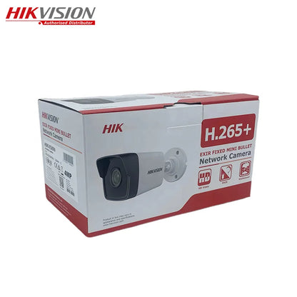Câmara de rede Hikvision Bullet DS-2CD1043G0-I de 4MP com alcance de 30m e função Pan-Tilt, deteção de movimento e DVR para ambientes interiores, com suporte pós-venda e classificação IP67.