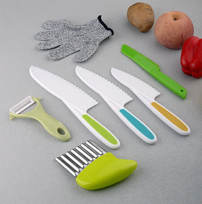 Children's Stainless Steel Fruit Knife Set Plastic Wood Safe Chopping Board Early Education Toddler Toy Disposable Hand Safety