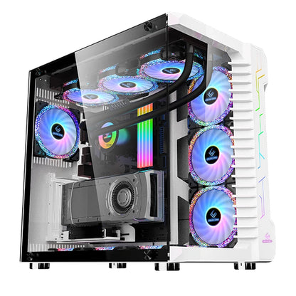 2022 ATX M-AXT RGB Fan LED Lights PC Gaming Computer Case Desktop