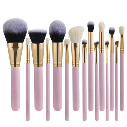 Custom 15-Piece Vegan Synthetic Pink Makeup Brush Set High Quality Product
