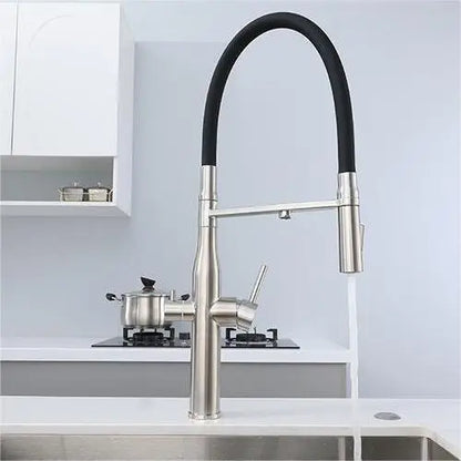 Modern Kitchen Filter Crane Pulls Out Spray 360 Rotating Water Filter Faucet Hot and Cold Three-way Sink Mixer Kitchen Faucet