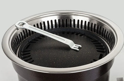 High Quality Round Shape Stainless Steel Indoor Restaurant Equipment Downward Exhaust Smoke Electric BBQ Grill