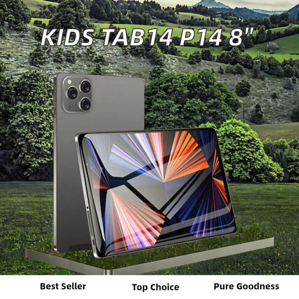 Tablet Tab14 5G de alto desempenho, 8'', 1280x800, 4+64GB, bateria de 6000mAh, câmaras de 2MP + 5MP, 15 horas de reprodução de vídeo, ideal para educação e entretenimento infantil.