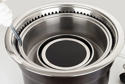 High Quality Round Shape Stainless Steel Indoor Restaurant Equipment Downward Exhaust Smoke Electric BBQ Grill