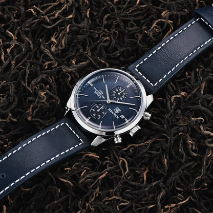 Relógio de pulso de homem BENYAR, modelo 2024, em pele, quartzo, marca de luxo, resistente à água até 100 metros, estilo militar desportivo, cronógrafo.