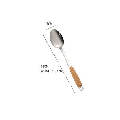 7PCS Stainless Steel Utensils Non-slip Heat  Resistant Kitchen Accessories Cooking Tool With Wooden Handle