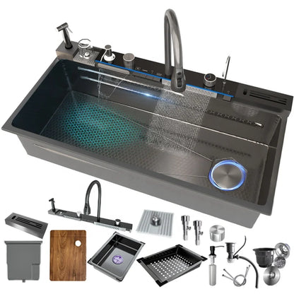 Christmas Discount Multifunctional Black Kitchen Sink 304 Smart Stainless Steel Large Sink with Dishwasher for Hotel Kitchen