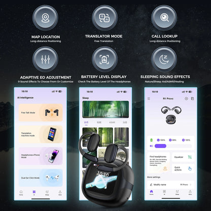 R1pro Ai Translator Earbuds Smart Touch Screen Translator Earphone 135 Languages Translator Earbuds Travel, Easy Communication