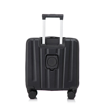 New Designer 18-inch Front Opening Boarding Case Black Aluminum Rod Carry-on Luggage Mini Clearance Price