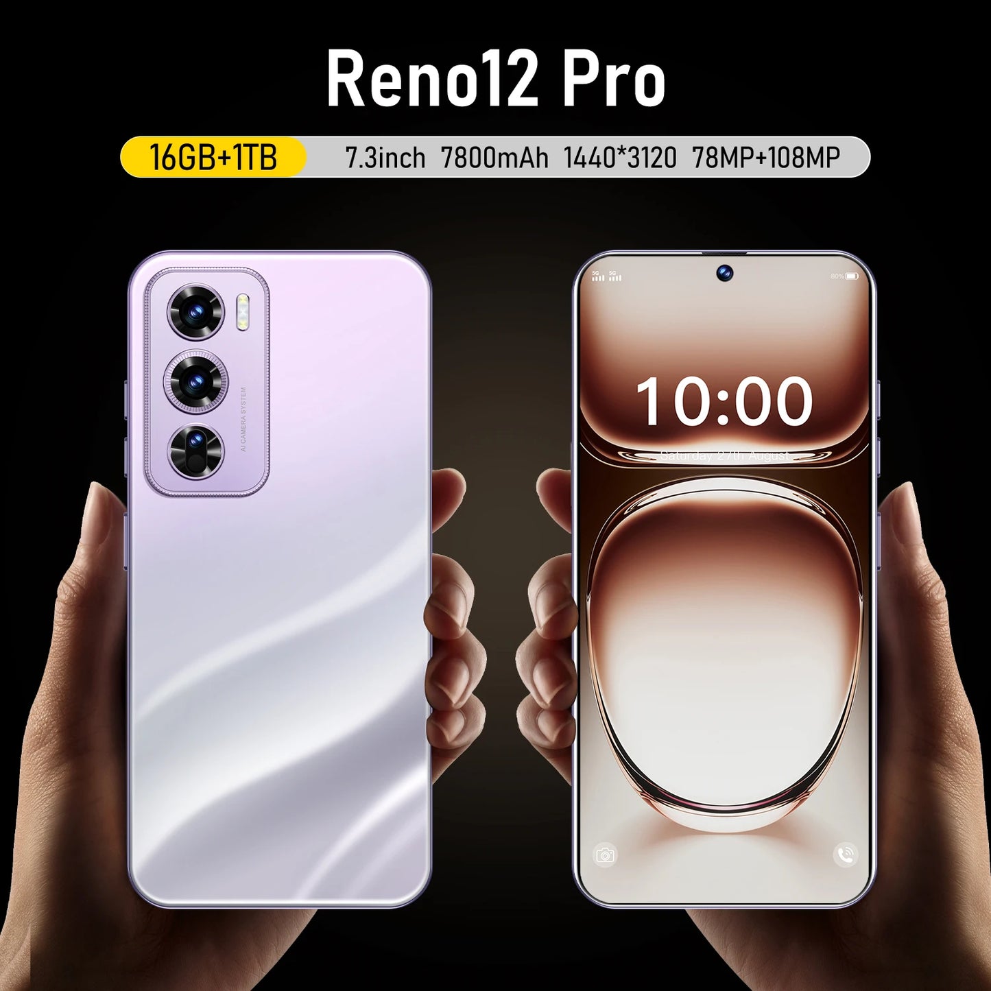 New Oppo Reno 12 Pro 80W Charge 7000mAh Battery 7.3inch Flat Screen 120Hz 50MP  Smartphone 5G