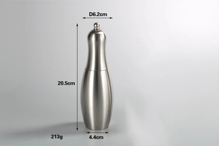 Bowling Stainless Steel Salt and Pepper Grinders refillable Mill Set with Adjustable Coarseness for sea salt