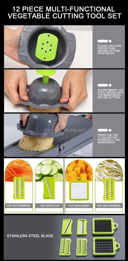 Factory Wholesale Kitchen Accessories 14 in 1 Food Cutter Veggie Onion Chopper Mandoline Slicer Multifunctional Vegetable Cutter