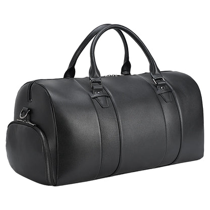 Japanese Style Black Mens Overnight Soft Leather Business Duffel Weekender Bag Genuine Leather Travel Bags