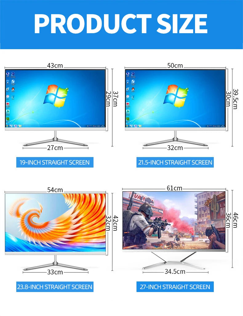 24"27''Inch Curved 8gb16gb32gb Ram 512 Gb Ssd Core I7 I5 I3 Processor All in One Computer Desktop All in One Pc for Supermarket