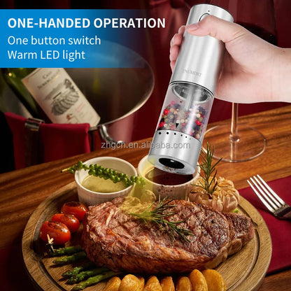 Electric Salt and Pepper Grinder Set, Rechargeable Automatic Salt and Pepper Mill  with 6 Adjustable Coarseness