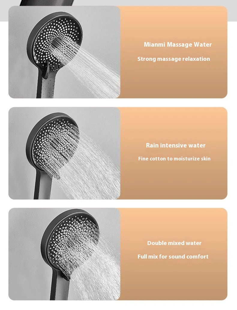 Gun Grey All-Copper Household Bathroom Shower Set Simple Design Ceramic Metered Faucets Chrome Shower Booster