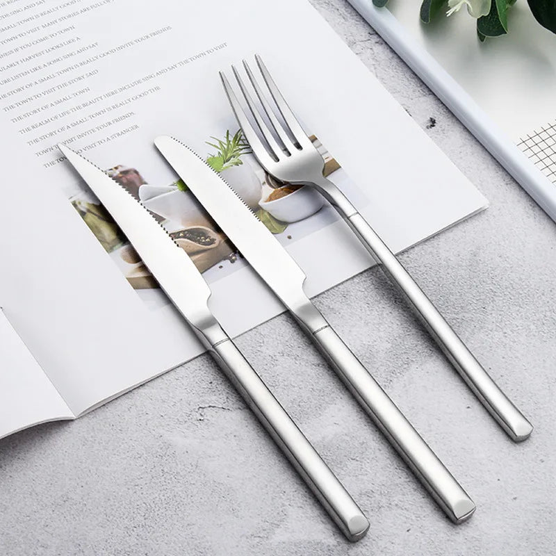 Stainless Steel Cutlery Spoon Fork Knife Eco Friendly Silverware Reusable Silverware Set
