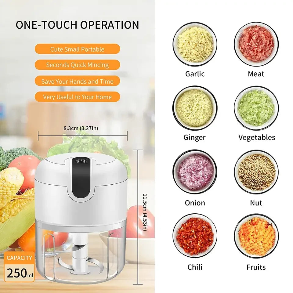 B97-0089 Fruit & Vegetable Tools USB Mini Meat Grinders Cordless USB Electric Onion Garlic Chopper Food Chopper Mincer