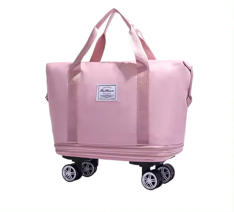 Large Expandable Waterproof Polyester Luggage Travel Bag Foldable Gym Sport Training Weekend Oxford Rolling Duffel Bag