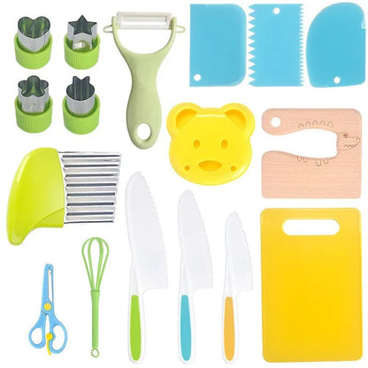 Children's Stainless Steel Fruit Knife Set Plastic Wood Safe Chopping Board Early Education Toddler Toy Disposable Hand Safety