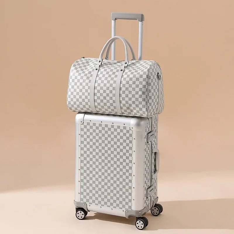 New Arrival Aluminum Spinner Suitcase Set with Pull Rod and Password Lock for Business Travel Carry on Suitcase Luggage