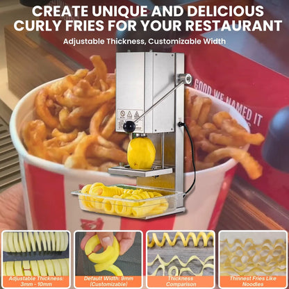 Try Our New Product Thin Easy To Operate Spiral Cutter Machine 26W Potato Slicer Cutting