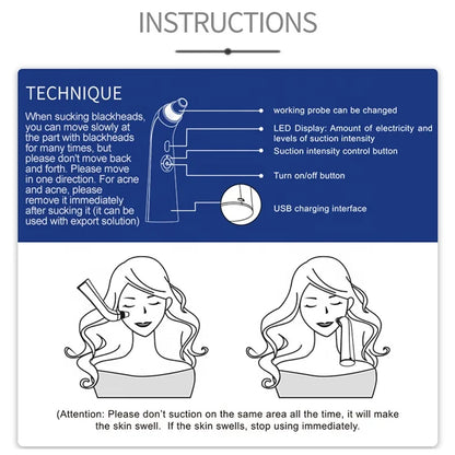 Trends Face Cleansing Beauti Products Facial Lift Rechargeable Electric Pimple Ance Pore Cleaner Vacuum Blackhead Remover
