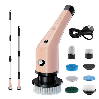 7 in 1 Electric Cleaning Turbo Scrub Brush Multifunctional Long Handle Cordless Spin Scrubber Cleaning Brush Bathroom