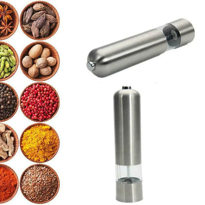 Kitchen Spice Automatic Gravity Induction Stainless Steel Battery Powered Electric Pepper Salt Grinder Mill