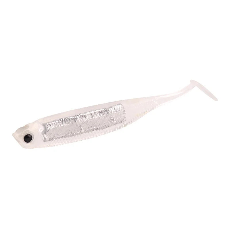 New 7.5cm/2.5g Rainbow Fish T-Tail Lure Simulation Hollow Belly Reflective Soft Bait Made of Silicone for Carp Fishing
