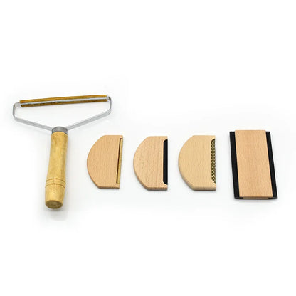 Custom Logo Wooden Cashmere Comb Portable Wool Pilling Sweater Comb Lint Roller Hair Remover Brush With Eco Friendly