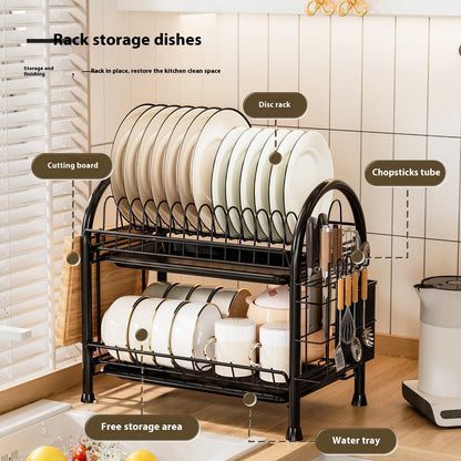 Multifunctional Kitchen Storage Rack Multi-Layer Bowl Chopsticks Drain Rack Plate Drying Bowl Rack Chopsticks Tube Boxed