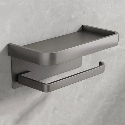 Good Quality Best Seller Simple Wall Mounted Self Adhesive No Drilling Cleaning Toilet Roll  Paper Holder With Phone Shelf