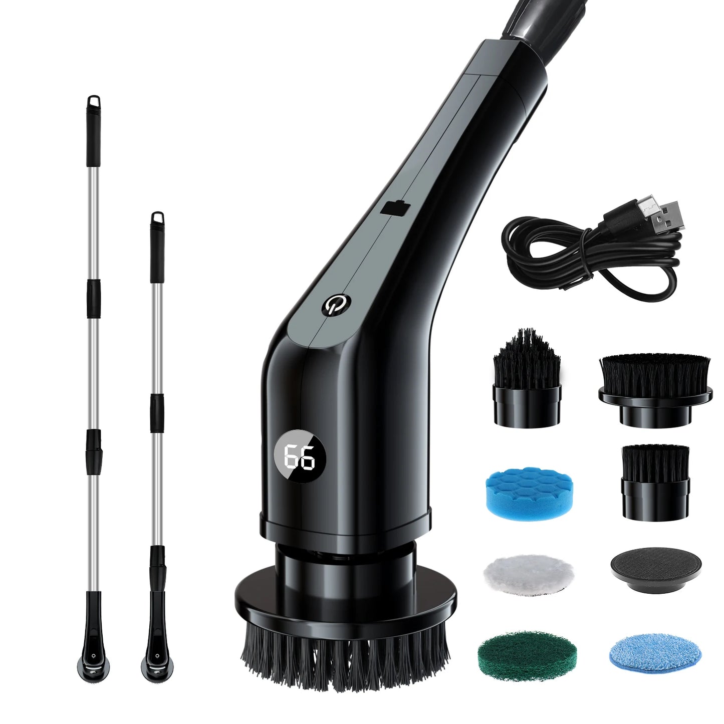7 in 1 Electric Cleaning Turbo Scrub Brush Multifunctional Long Handle Cordless Spin Scrubber Cleaning Brush Bathroom