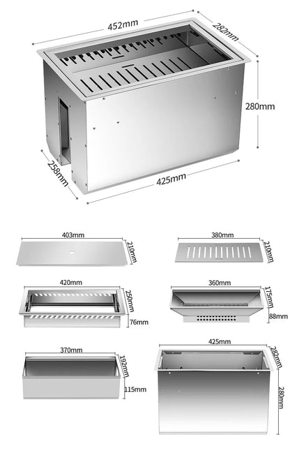 Yakiniku Equipment Charcoal Bbq Grill Restaurant Commercial Metal Stainless Steel Bbq Grill
