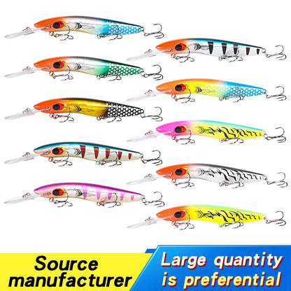 Trolling Fishing Bait 23g 186mm Deep Diving Long Lip Fishing Lures 3D Eyes Minnow Lure for Trolling Lures Baits