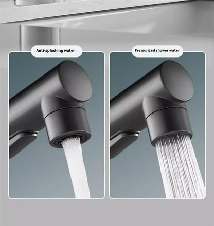 Modern All Copper Pull-Out Basin Faucet Hot Cold Single-Handle Design for Household Washbasin Bathroom Cabinet Toilet Wash Basin