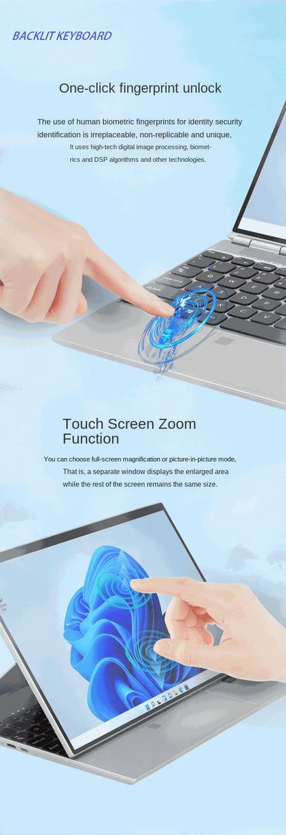 Factory Direct 14-Inch IPS Touch Screen 2-in-1 PC Tablet Light Portable Intel SSD Home Laptop New Cross-Border Wholesale English