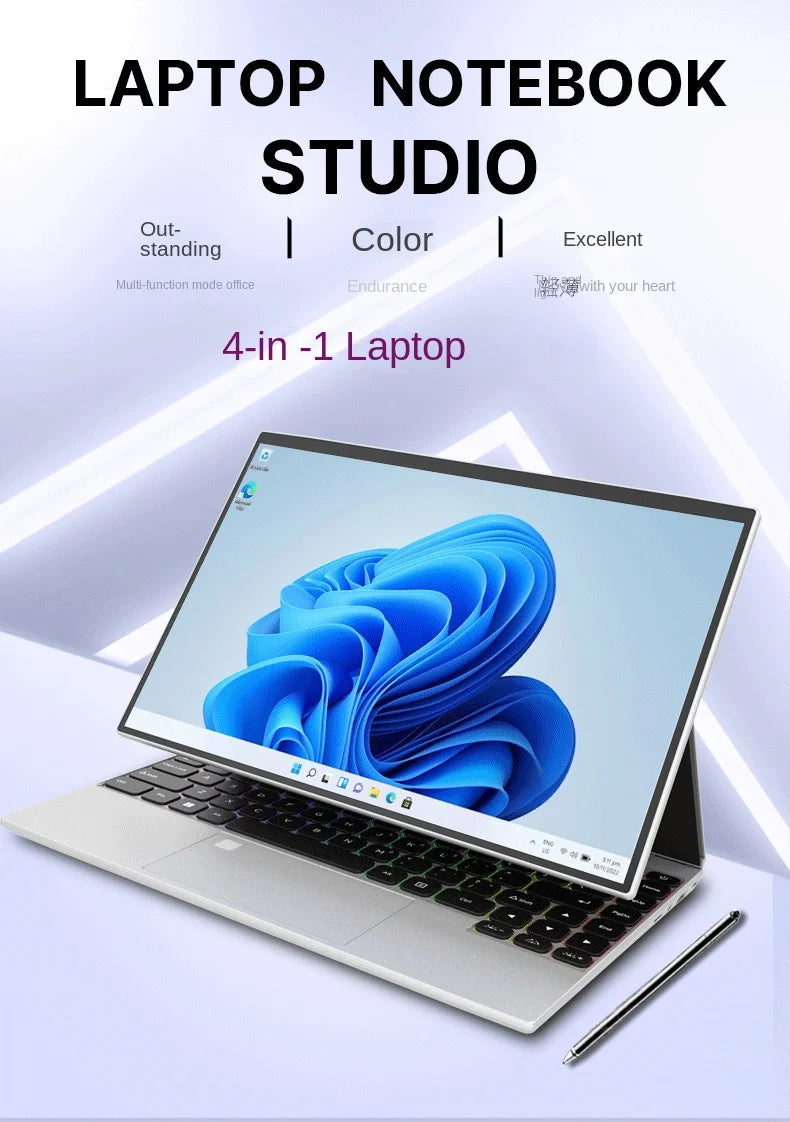 Factory Direct 14-Inch IPS Touch Screen 2-in-1 PC Tablet Light Portable Intel SSD Home Laptop New Cross-Border Wholesale English