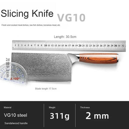 Chef's Special Damascus Steel VG10 Kitchen Knife Labor-Saving Meat Slicer Pakkawood Handle Special Sharp Slicing Knives