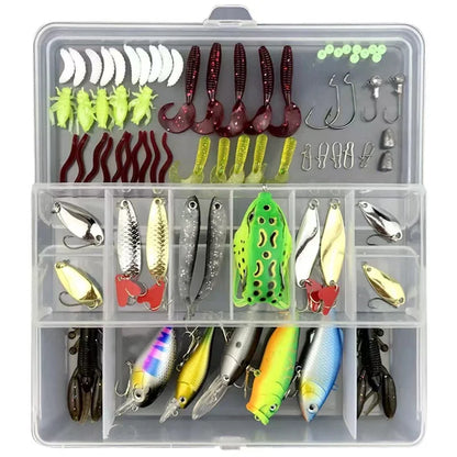 ToMyo Hotsale 75Pcs/94Pcs/109Pcs  Fishing Tackle Gear  Crankbait Minnow Popper Vib Hard and Soft Fishing Lure Set Bait Kit