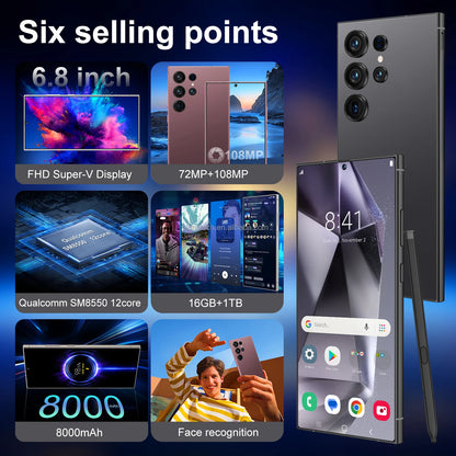 For Galaxy Ultra 5G Smartphone with 1TB Memory Deca Core CPU 108MP Rear Camera 144Hz Display Refresh Rate Operating CDMA LTE