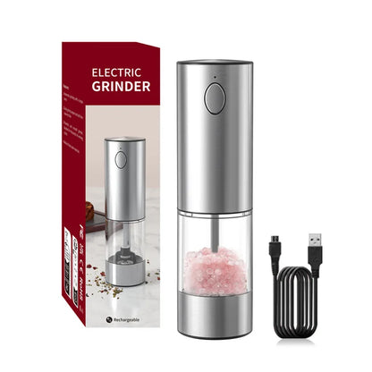 Automatic Rechargeable Electric Rose Salt Pepper Grinder Wireless Factory-Designed for Home Kitchen Use Small Household Mill