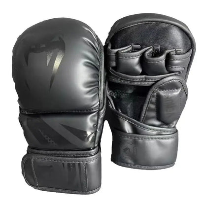 Professional 7oz Matt Black MMA Gloves for Sanda Training Sparring Grappling Muay Thai Printed Pattern Sizes 6oz 8oz for Gyms