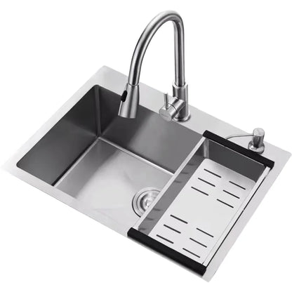 Modern 304 Stainless Steel Single Bowl Sink Anti-Rust Undermount Design for Kitchen & Restaurant