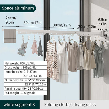 Laundry Retractable Drying Rack Folding Wall Mounted Clothes Hanger Rack