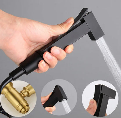 Matte Black Brass Handheld Sprayer Bidet  Shattaf Full Set Cold and Hot Mixer Faucet
