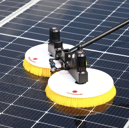 Double Head Automatic Solar Panel Cleaning Robot Kit Telescopic Brush Pole & Rotating PV Cleaning Equipment