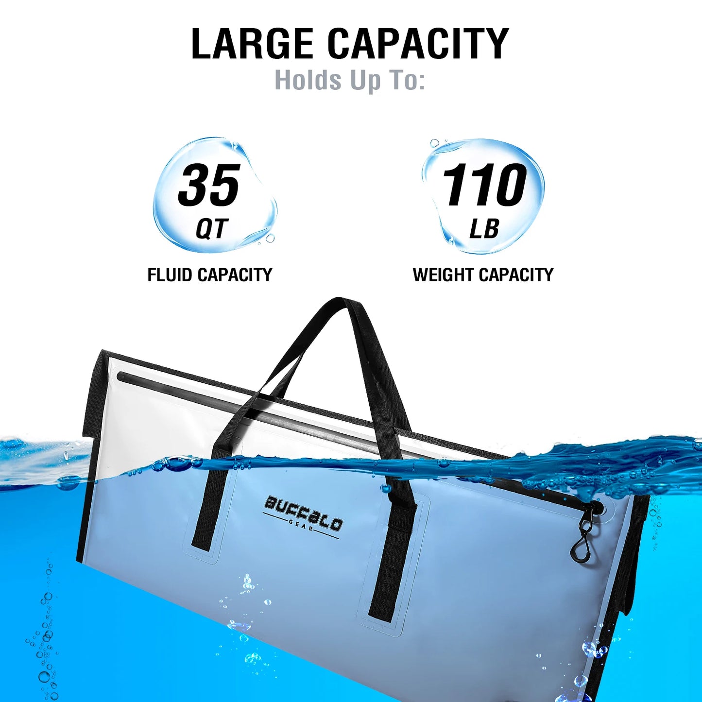 Buffalo Gear Insulated Fish Cooler Bag 40*18in Waterproof Zip Fishing Kill Keep Ice Cold Fresh Portable Custom Fish Cooler Bag