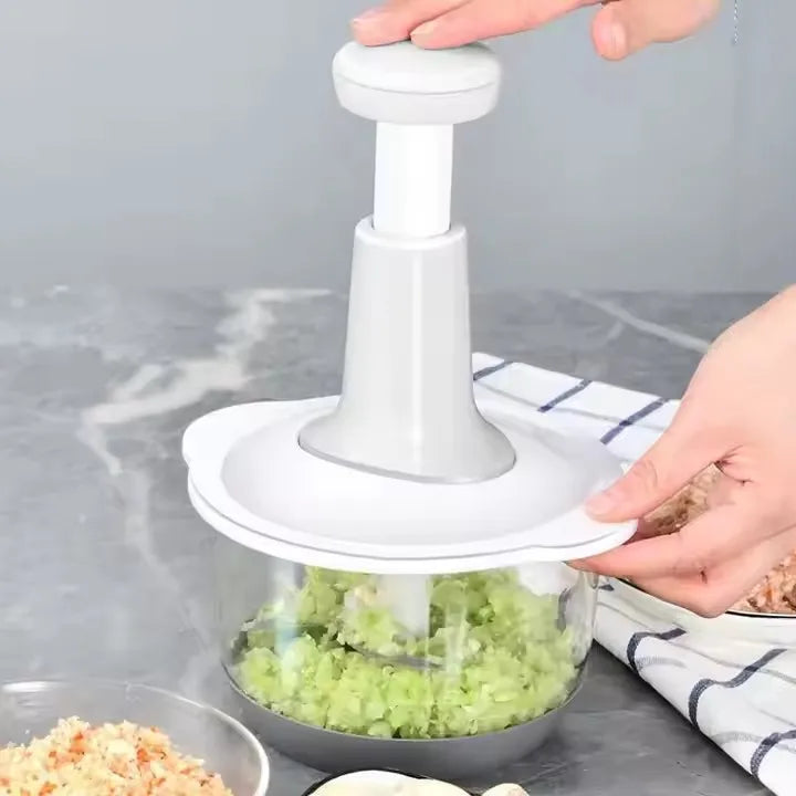 Large 1.5L Bowl Effortless Vegetable Chopper Meat Mincer Fruits and Herbs Chopper Garlic Onion Hand Press Manual Food Chopper